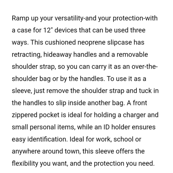 Targus 12" Vertical Notebook Slipcase Hideaway Handles TSS912 black padded case - Picture 12 of 13